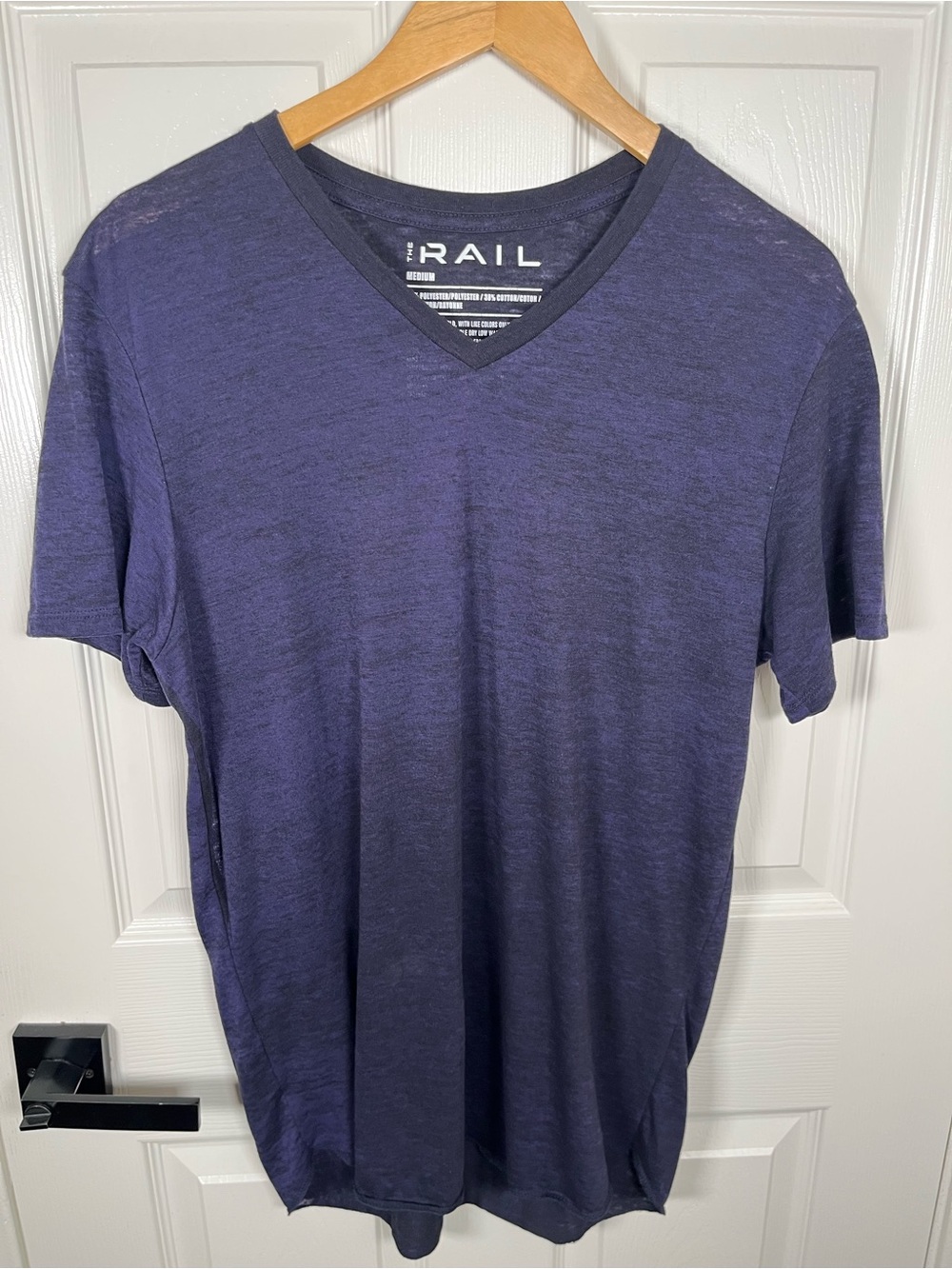 The Rail Men's V-Neck Tee in Navy Purple
